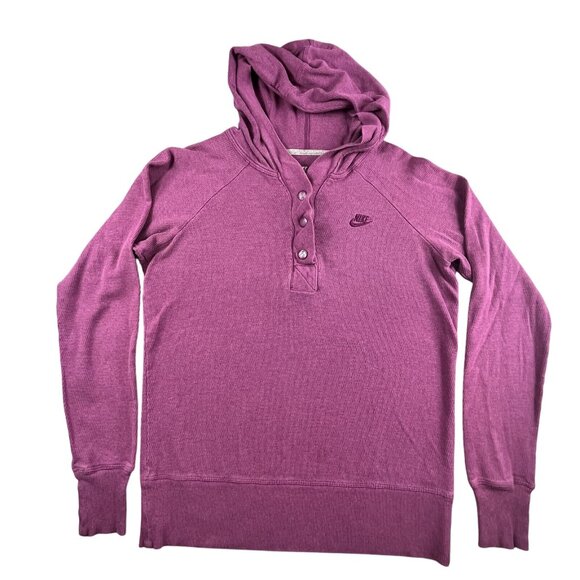 Nike Sportswear 1/4 Snap Sweatshirt Women's Medium Purple Hooded Shirt 299085 - Picture 1 of 12